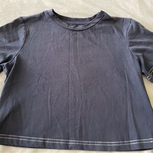 Classic Navy Short Sleeve Crop top